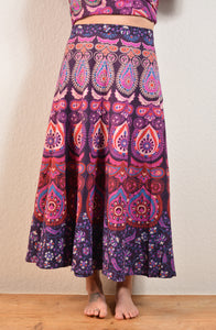 Emma's Emporium, available to buy online buy now, full length wrap around peacock print cotton maxi skirts.