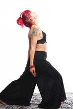 Load image into Gallery viewer, Buy now online from Emma&#39;s Emporium! Extra wide leg palazzo flare loose fit trousers made from soft organic cotton.
