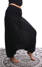 Load image into Gallery viewer, Buy now online from Emma&#39;s Emporium clothing and gifts. Organic cotton harem trousers, our fabulous hippy festival yoga harem genie Alibaba Aladdin pants now available in Organic Cotton!
