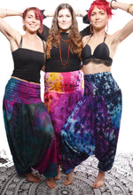 Load image into Gallery viewer, Buy online now from Emma&#39;s Emporium, tie dye harem trousers, super bright colourful festival fashion!
