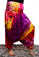 Load image into Gallery viewer, Buy online now from Emma&#39;s Emporium, tie dye harem trousers, super bright colourful festival fashion!
