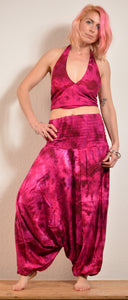Buy online now from Emma's Emporium, tie dye harem trousers, super bright colourful festival fashion!