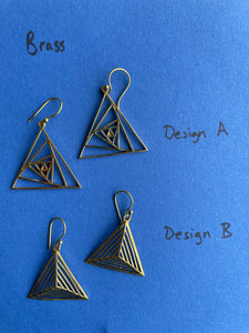 Earrings - Brass Geometric Hook Earrings