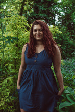 Load image into Gallery viewer, Buy now online from Emma&#39;s Emporium. Organic cotton summer sun dress with side pockets. Emma&#39;s Emporium women&#39;s festival clothing
