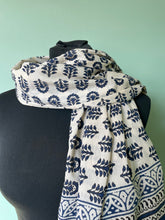 Load image into Gallery viewer, Block Printed Natural Cotton Scarf, Scarves, Sarong. Perfect for beach or lightweight scarf. Emma&#39;s Emporiumalternative women&#39;s fashion, Hippy Festival Fashion, Homewares and accessories. Fair trade and Ethically sourced from India and around the world. Emma&#39;s Emporium.
