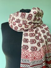 Load image into Gallery viewer, Block Printed Natural Cotton Scarf, Scarves, Sarong. Perfect for beach or lightweight scarf. Emma&#39;s Emporiumalternative women&#39;s fashion, Hippy Festival Fashion, Homewares and accessories. Fair trade and Ethically sourced from India and around the world. Emma&#39;s Emporium.
