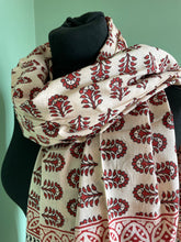 Load image into Gallery viewer, Block Printed Natural Cotton Scarf, Scarves, Sarong. Perfect for beach or lightweight scarf. Emma&#39;s Emporiumalternative women&#39;s fashion, Hippy Festival Fashion, Homewares and accessories. Fair trade and Ethically sourced from India and around the world. Emma&#39;s Emporium.
