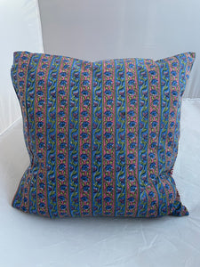 Available to buy now from Emma's Emporium, Hand Block Printed cotton Floral Cushion Cover. Traditional Indian Flowers! These beautiful ethnic cushion covers have been hand block printed in India Rajasthan, made from 100% cotton with concealed side seam zip. 16” x 16” (40 x 40 cm) Cotton Made in Rajasthan, India