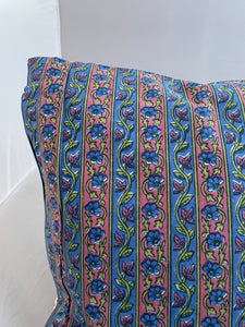 Available to buy now from Emma's Emporium, Hand Block Printed cotton Floral Cushion Cover. Traditional Indian Flowers! These beautiful ethnic cushion covers have been hand block printed in India Rajasthan, made from 100% cotton with concealed side seam zip. 16” x 16” (40 x 40 cm) Cotton Made in Rajasthan, India