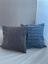Load image into Gallery viewer, Hand Block Printed Floral Stripe Cushion Cover
