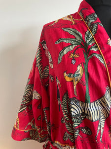 Jungle Leopard print Cotton Kimono Dressing Gown