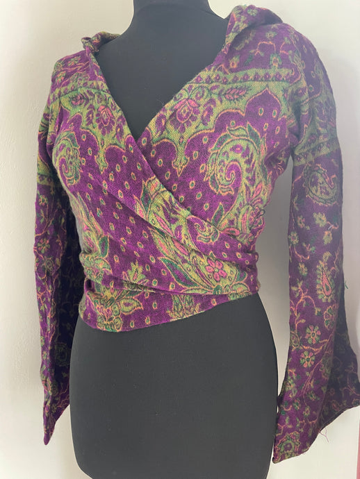 Buy now online from Emma's Emporium! Warm and snuggly vegan fleece pixie tie top with oversized pointed hood, Shop at Emma's Emporium ethical alternative hippy fashion, UK wholesale and retail.