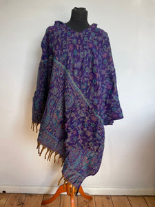 Emma's Emporium Hooded Paisley Fleece Poncho
