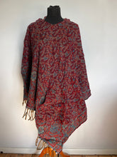 Load image into Gallery viewer, Poncho - Hooded Paisley Fleece Poncho
