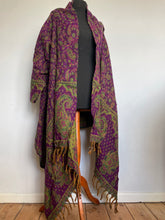 Load image into Gallery viewer, Available to buy online now! Cosy &amp; Warm, Emma&#39;s Emporium Autumn Winter wrap blanket cardigan in paisley fleece, machine washable vegan wool.
