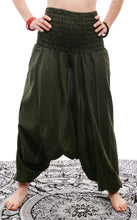 Load image into Gallery viewer, Buy now online from Emma&#39;s Emporium clothing and gifts. Organic cotton harem trousers, our fabulous hippy festival yoga harem genie Alibaba Aladdin pants now available in Organic Cotton!
