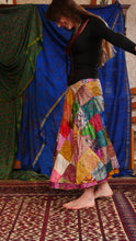 Load image into Gallery viewer, Emma&#39;s Emporium recycled silk patchwork wraparound skirt.
