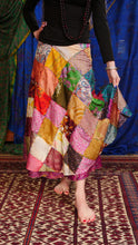 Load image into Gallery viewer, Emma&#39;s Emporium recycled silk patchwork wraparound skirt.
