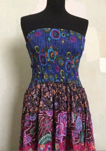 Emmas emporium recycled cotton frill maxi skirt. Colourful Indian block print ethnic skirt