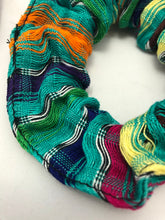 Load image into Gallery viewer, Close up. Available to buy online from Emma&#39;s Emporium, colourful Guatemalan handmade hair scrunchies
