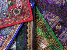 Load image into Gallery viewer, Emma&#39;s Emporium recycled beaded sequin colourful embroidered cushion cover.
