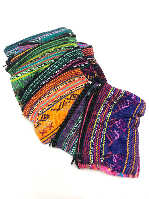 Available to buy online from Emma's Emporium, colourful mini Guatemalan handmade zip purses