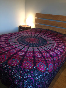 Bedspread - Peacock Mandala Print