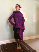 Load image into Gallery viewer, Emma&#39;s Emporium Ethical fasion. Women&#39;s Hippy Paisley Blanket wrap winter cardigan 
