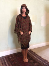 Load image into Gallery viewer, Emma&#39;s Emporium Ethical global fashion for lovers of boho styles. Vegan fleece paisley winter poncho.
