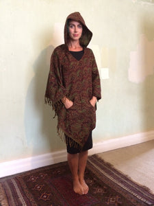 Emma's Emporium Ethical global fashion for lovers of boho styles. Vegan fleece paisley winter poncho.