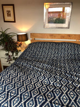 Load image into Gallery viewer, Double/Kingsize Indigo Hand Block Printed Bedspread
