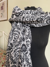 Load image into Gallery viewer, New in Black and White Paisley Blanket Shawl! Buy online from Emma&#39;s Emporium
