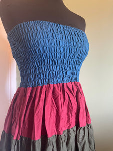 Buy now online from Emma's Emporium, organic cotton multi colour maxi skirt or bandeau dress. Emma's Emporium ethically sourced women's clothing, gifts and accessories.